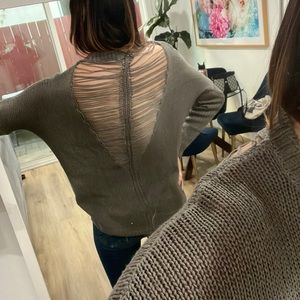 Open back grey sweater